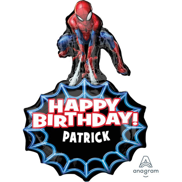 SUPERSHAPE XL PERSONALIZED SPIDER-MAN HAPPY BIRTHDAY